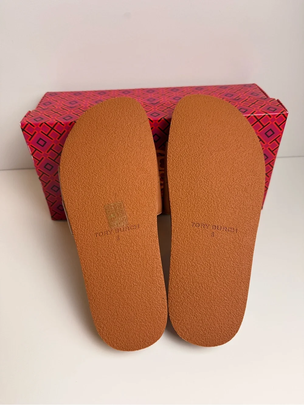 Tory Burch Everly Anatomic Cloud Slide Sandals Ambra Brown Leather Gold Logo 8